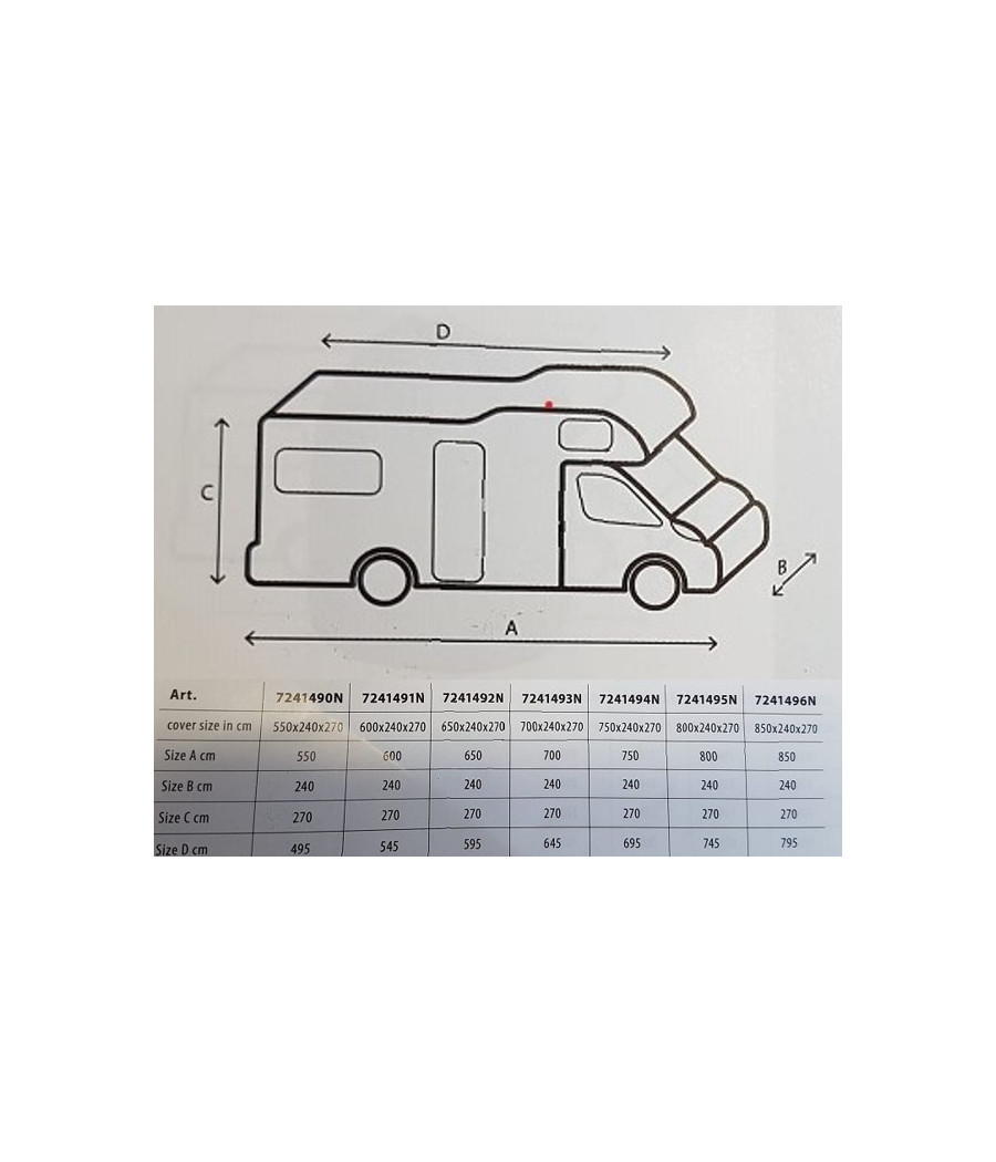 Copertura Camper Cover 12M 500 - 550 cm