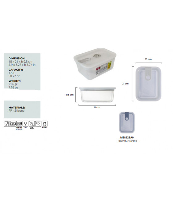 Contenitore ERMETICO per alimenti 1,5 l BLU AVIO OMADA PULL BOX CHEF